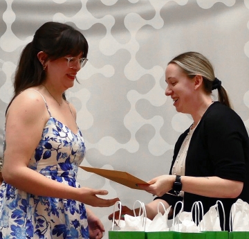 Student receiving an award
